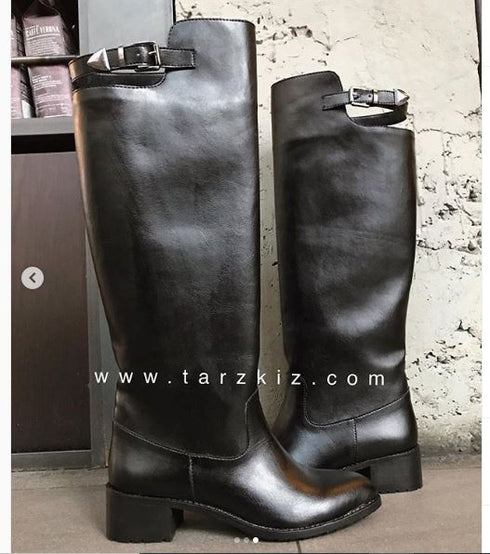 VERONA SİYAH KEMERLİ BİNİCİ ÇİZME